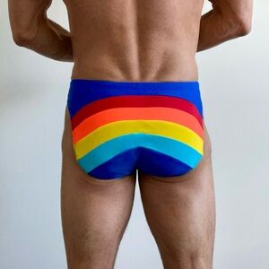 Andrew Christian Blue Rainbow Swim Briefs